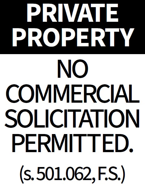 No commercial solicitation sign in black.
