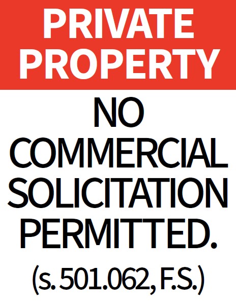 No commercial solicitation sign in red.